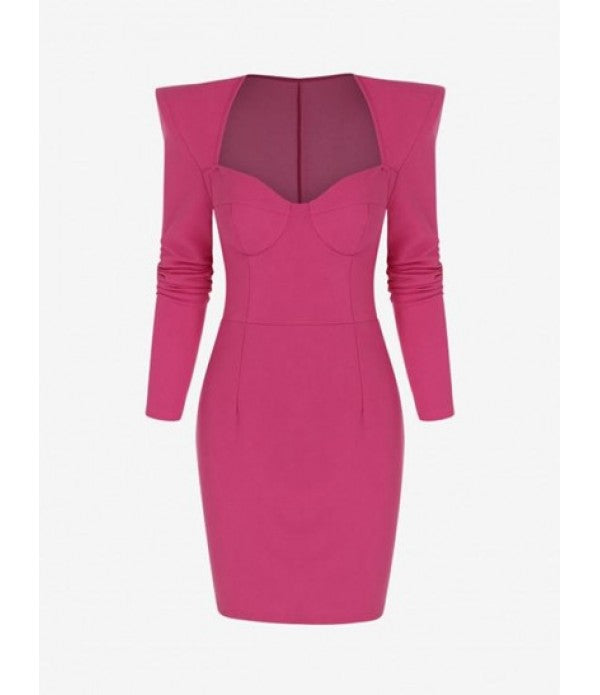 Shoulder Padded Mini Bodycon Dress